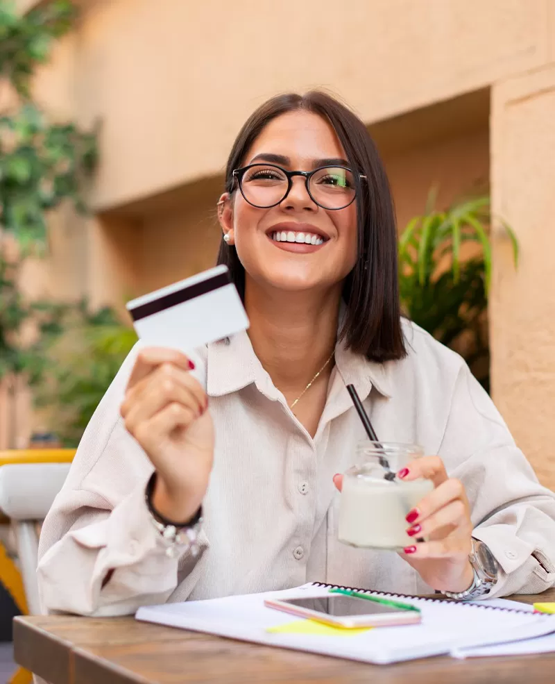 young woman with credit card